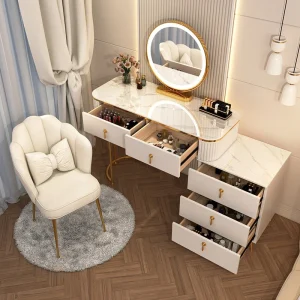 Bàn trang điểm Gương Hiện Đại Bàn Trang Điểm Phòng Ngủ Cao Cấp Châu Âu Bảo Quản Bàn Trang Điểm Đơn Giản Châu Âu Coiffeuse De Chambre Nội Thất Gia Đình - Hình 2
