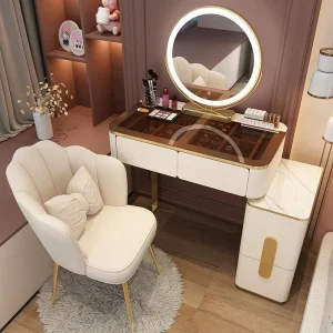 Bàn Trang Điểm Hiện Đại Bàn Trang Điểm LED Mirros Phòng Ngủ Gia Đình Bàn Trang Điểm Mật Độ Bảng Trang Điểm Có Gương Nội Thất - Hình 2
