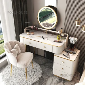 Bàn trang điểm Hiện Đại Đa Năng Nhà Tủ Nội Thất Phòng Ngủ Italy Nhẹ Sang Trọng Bàn Trang Điểm Gỗ 2 Lớp Vanity Tủ Bảo Quản - Hình 2