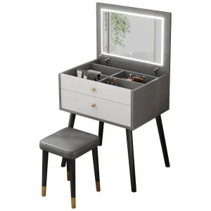 Bàn trang điểm Hiện Đại Tối Giản Bàn Trang Điểm Nhỏ Flip Cover Tủ Đựng Trang Sức Đa Lưới Vách Ngăn Nội Thất Phòng Ngủ Gương Led Bàn Trang Điểm - Hình 4