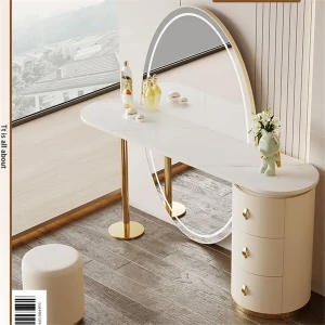 Bàn trang điểm Kfsee Chiều dài 160cm Trọn bộ Bàn trang điểm Kfsee tuyệt vời có gương và ghế dài - Hình 2