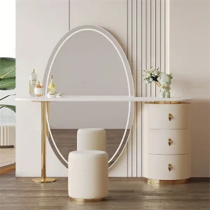 Bàn trang điểm Kfsee Chiều dài 160cm Trọn bộ Bàn trang điểm Kfsee tuyệt vời có gương và ghế dài
