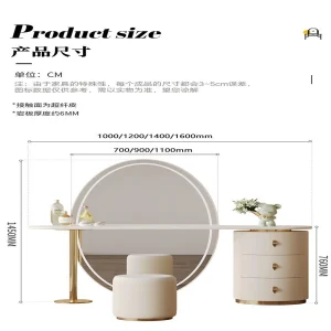 Bàn trang điểm Kfsee Chiều dài 160cm Trọn bộ Bàn trang điểm Kfsee tuyệt vời có gương và ghế dài - Hình 4