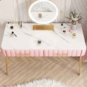 Bàn trang điểm Màu Hồng Nữ Trang Điểm Vanity Bàn Ngăn Kéo Gương Phòng Ngủ Tủ Bàn Trang Điểm Bé Gái Bảo Quản Coiffeuse De Chambre Nội Thất Gia Đình - Hình 2