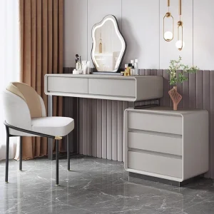 Bàn trang điểm Màu Trắng Sang Trọng Tủ Bảo Quản Ghế Tối Giản Gương Led Tủ Áo Vanity Bàn Hiện Đại Tocador Mueble Nội Thất Phòng Ngủ LJ50DT - Hình 2