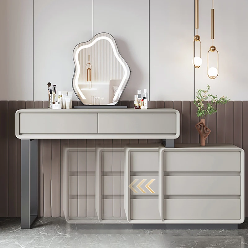Bàn trang điểm Màu Trắng Sang Trọng Tủ Bảo Quản Ghế Tối Giản Gương Led Tủ Áo Vanity Bàn Hiện Đại Tocador Mueble Nội Thất Phòng Ngủ LJ50DT - Hình 3 Bàn trang điểm Màu Trắng Sang Trọng Tủ Bảo Quản Ghế Tối Giản Gương Led Tủ Áo Vanity Bàn Hiện Đại Tocador Mueble Nội Thất Phòng Ngủ LJ50DT - Hình 3