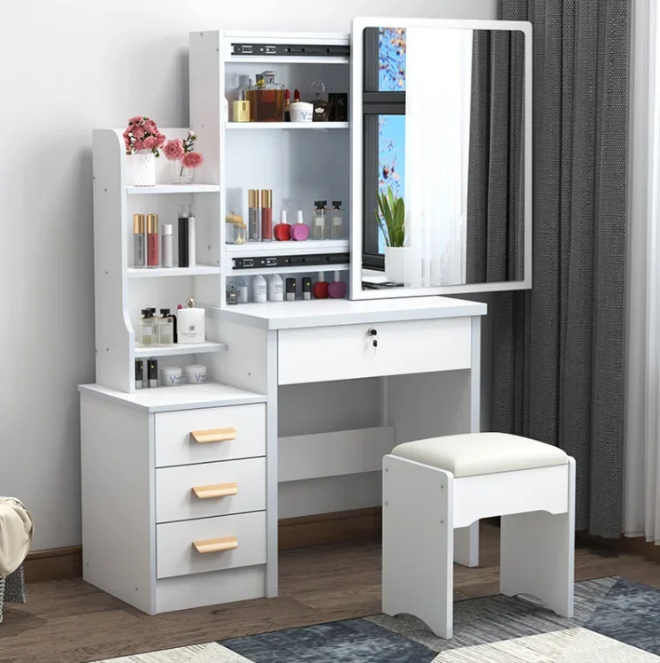 Bàn trang điểm Mới Phổ Biến Nhất Màu Trắng Góc Hollywood Vanity Nữ Bộ Phòng Ngủ Đa Năng Bàn Trang Điểm Tủ Có Gương - Hình 4 Bàn trang điểm Mới Phổ Biến Nhất Màu Trắng Góc Hollywood Vanity Nữ Bộ Phòng Ngủ Đa Năng Bàn Trang Điểm Tủ Có Gương - Hình 4