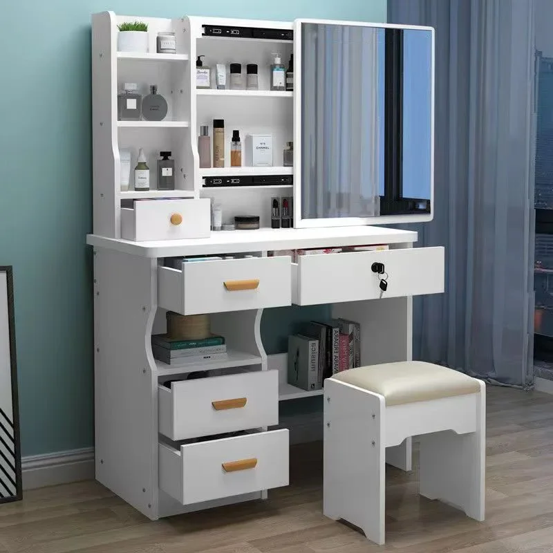 Bàn trang điểm Mới Phổ Biến Nhất Màu Trắng Góc Hollywood Vanity Nữ Bộ Phòng Ngủ Đa Năng Bàn Trang Điểm Tủ Có Gương Bàn trang điểm Mới Phổ Biến Nhất Màu Trắng Góc Hollywood Vanity Nữ Bộ Phòng Ngủ Đa Năng Bàn Trang Điểm Tủ Có Gương