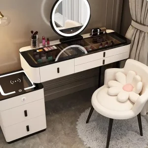 Bàn trang điểm Mỹ Phẩm Bàn Trang Điểm Vanity Tủ Quần Áo Ngăn Kéo Trắng Phân Ghế Phòng Ngủ Bộ Bàn Ghế Sân Vườn - Hình 2