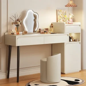 Bàn trang điểm Ngăn kéo đựng đồ cho nữ có đèn LED mặc quần áo Eithe Hiện đại cho thấy Bàn quần áo hiện đại màu trắng Penteadeiras De Maquiagem Funiture - Hình 2