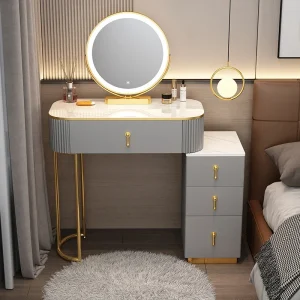 Bàn trang điểm Ngăn kéo Ghế Bàn trang điểm Ngăn kéo Led Tủ phòng ngủ mỹ phẩm - Hình 3