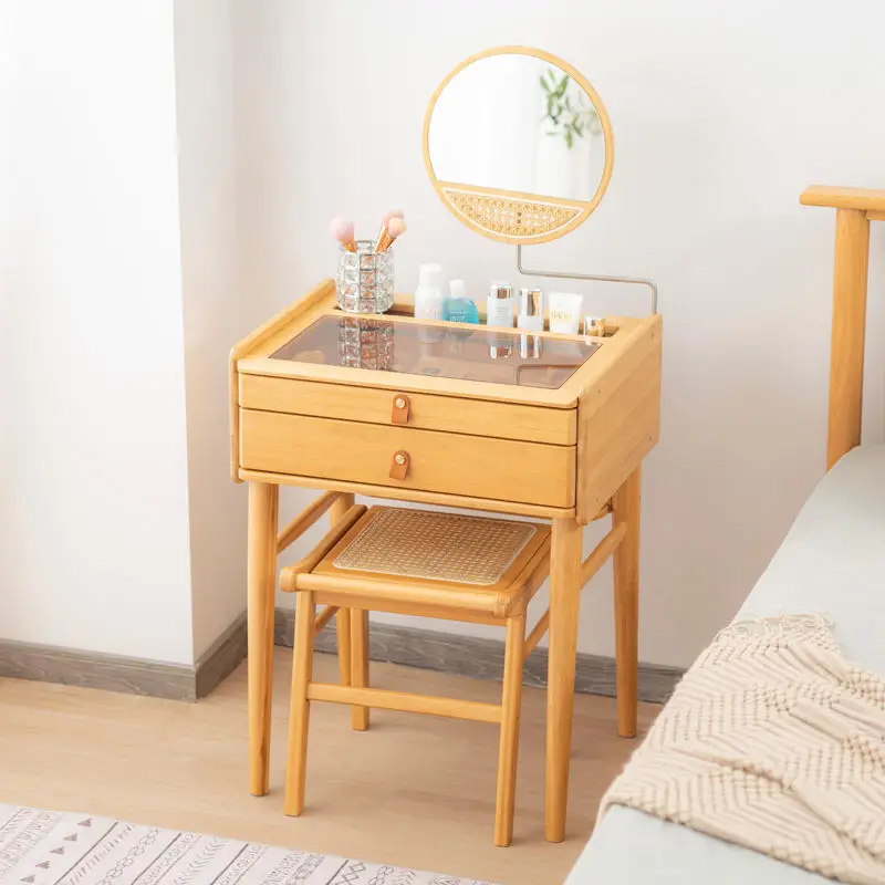 Bàn trang điểm nhỏ bằng gỗ nguyên khối gỗ tròn phòng ngủ bàn cạnh giường ngủ lưới màu đỏ đơn giản nội thất phòng ngủ hiện đại tủ bàn - Hình 2 Bàn trang điểm nhỏ bằng gỗ nguyên khối gỗ tròn phòng ngủ bàn cạnh giường ngủ lưới màu đỏ đơn giản nội thất phòng ngủ hiện đại tủ bàn - Hình 2