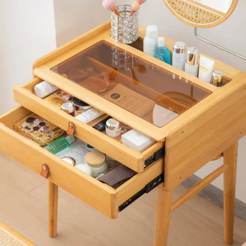 Bàn trang điểm nhỏ bằng gỗ nguyên khối gỗ tròn phòng ngủ bàn cạnh giường ngủ lưới màu đỏ đơn giản nội thất phòng ngủ hiện đại tủ bàn - Hình 4 Bàn trang điểm nhỏ bằng gỗ nguyên khối gỗ tròn phòng ngủ bàn cạnh giường ngủ lưới màu đỏ đơn giản nội thất phòng ngủ hiện đại tủ bàn - Hình 4