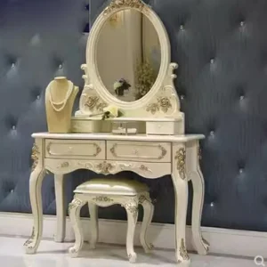 Bàn trang điểm Nhỏ Sang Trọng Bàn Trang Điểm Thẩm Mỹ Vintage Essentials Phân Bàn Trang Điểm Gỗ Coiffeuse De Chambre Nội Thất Gia Đình - Hình 2