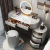 Bàn trang điểm Những Thứ Sơn Mài Bàn Trang Điểm Hộp Bảo Quản Tròn Đầu Giường Nhà Vệ Sinh Bàn Trang Điểm Phòng Ngủ Kiểu Tóc Tocador De Maquillaje Bàn