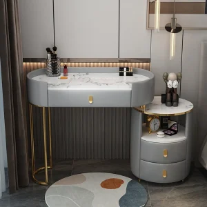 Bàn trang điểm Những Thứ Sơn Mài Bàn Trang Điểm Hộp Bảo Quản Tròn Đầu Giường Nhà Vệ Sinh Bàn Trang Điểm Phòng Ngủ Kiểu Tóc Tocador De Maquillaje Bàn - Hình 2