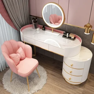 Bàn trang điểm Những Thứ Sơn Mài Bàn Trang Điểm Hộp Bảo Quản Tròn Đầu Giường Nhà Vệ Sinh Bàn Trang Điểm Phòng Ngủ Kiểu Tóc Tocador De Maquillaje Bàn - Hình 3