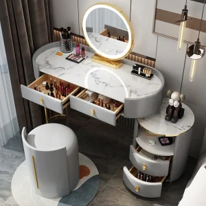 Bàn trang điểm Những Thứ Sơn Mài Bàn Trang Điểm Hộp Bảo Quản Tròn Đầu Giường Nhà Vệ Sinh Bàn Trang Điểm Phòng Ngủ Kiểu Tóc Tocador De Maquillaje Bàn