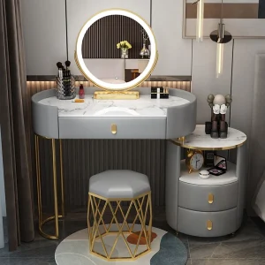 Bàn trang điểm Những Thứ Sơn Mài Bàn Trang Điểm Hộp Bảo Quản Tròn Đầu Giường Nhà Vệ Sinh Bàn Trang Điểm Phòng Ngủ Kiểu Tóc Tocador De Maquillaje Bàn - Hình 4