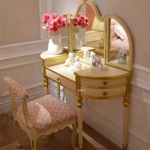 Bàn trang điểm Phong Cách Châu Âu Bàn Trang Điểm Có Gương phòng Nhỏ Trang Điểm Tủ Quần Áo Phòng Ngủ Bộ Hiện Đại Đơn Giản Đa Năng Bàn Trang Điểm - Hình 2