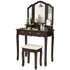 Bàn trang điểm Phòng Ngủ 5 Ngăn Kéo Bộ Bàn Trang Điểm Đệm Phân Vanity Trang Điểm Bàn Trang Điểm Ngăn Kéo Có Gương Gấp Ba