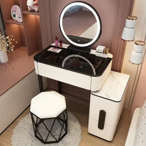 Bàn trang điểm Phòng ngủ Tủ quần áo tối giản hiện đại Cảm giác tủ sang trọng Tích hợp Bàn trang điểm kèm gương - Hình 2