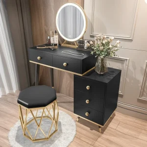 Bàn trang điểm phòng Nhỏ Bàn Trang Điểm Đen Châu Âu Bàn Trang Điểm Nội Thất Phòng Ngủ Hiện Đại Tối Giản Tocador Maquillaje Vật Dụng Gia Đình