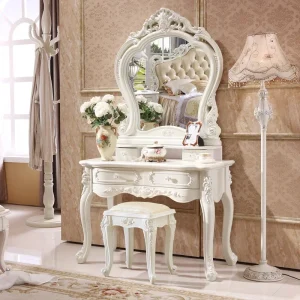 Bàn trang điểm Phụ Nữ Gương Trắng Tủ Ngăn Kéo Tủ Tay Cầm Phòng Ngủ Cao Cấp Bàn Trang Điểm Gỗ Hiện Đại Toaletka Nội Thất Phòng Ngủ - Hình 2