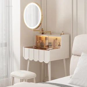 Bàn trang điểm Sang trọng Châu Âu Bàn trang điểm tại nhà Hiện đại đơn giản Bàn trang điểm Nội thất phòng ngủ Thiết kế sáng tạo Bộ trang điểm có gương - Hình 4