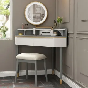 Bàn trang điểm Sang Trọng Châu Âu Tam Giác Vanity Phòng Ngủ Cao Cấp Công Suất Lớn Bàn Hiện Đại Ngăn Kéo Góc Tủ Áo Tiết Kiệm Không Gian Trang Điểm Nội Thất - Hình 3