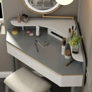 Bàn trang điểm Sang Trọng Châu Âu Tam Giác Vanity Phòng Ngủ Cao Cấp Công Suất Lớn Bàn Hiện Đại Ngăn Kéo Góc Tủ Áo Tiết Kiệm Không Gian Trang Điểm Nội Thất - Hình 4