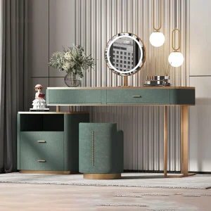 Bàn trang điểm Sang trọng Kính Cường Lực Tủ Châu Âu Nội Thất Phòng Ngủ LED Gương Trong Suốt Bàn Trang Điểm Gỗ Chắc Chắn Ngăn Kéo Tủ Áo L - Hình 2