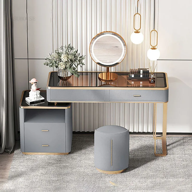 Bàn trang điểm Sang trọng Kính Cường Lực Tủ Châu Âu Nội Thất Phòng Ngủ LED Gương Trong Suốt Bàn Trang Điểm Gỗ Chắc Chắn Ngăn Kéo Tủ Áo L - Hình 4 Bàn trang điểm Sang trọng Kính Cường Lực Tủ Châu Âu Nội Thất Phòng Ngủ LED Gương Trong Suốt Bàn Trang Điểm Gỗ Chắc Chắn Ngăn Kéo Tủ Áo L - Hình 4