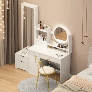 Bàn trang điểm Sang Trọng Vanity Gương Để Bàn Ngăn Kéo Phòng Ngủ Nữ Tóc Dài Đến Đầu Gối Bàn Bộ Tổ Chức Schmink Tisch Vật Dụng Gia Đình - Hình 4