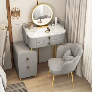 Bàn trang điểm Thiết Kế Có Thể Điều Chỉnh Bàn Trang Điểm Người Tổ Chức phòng Châu Âu Trắng Bàn Trang Điểm Chân Vàng Tocador Maquillaje Nội Thất Phòng Ngủ