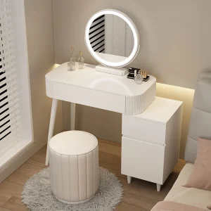 Bàn trang điểm Thoải Mái Gương Tủ Bảo Quản Full Tầng Trắng Bàn Trang Điểm Đa Năng Màu Trắng Gỗ Nhỏ Schminktisch Nội Thất HY - Hình 2