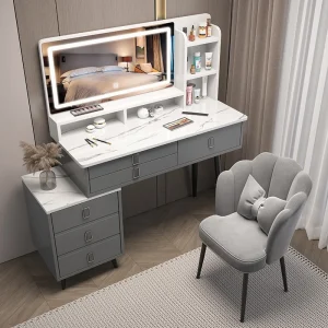 Bàn trang điểm Thu Nhỏ Bàn Trang Điểm Để Bàn Ngăn Kéo Phòng Ngủ Ổ Cắm Kéo Dài Cao Cấp Đầu Giường Trang Điểm Nhỏ Bé Gái Tủ Quần Áo Hiện Đại Tocadores Nội Thất Cao Cấp - Hình 2