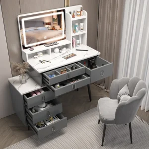 Bàn trang điểm Thu Nhỏ Bàn Trang Điểm Để Bàn Ngăn Kéo Phòng Ngủ Ổ Cắm Kéo Dài Cao Cấp Đầu Giường Trang Điểm Nhỏ Bé Gái Tủ Quần Áo Hiện Đại Tocadores Nội Thất Cao Cấp - Hình 3