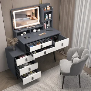 Bàn trang điểm Thu Nhỏ Bàn Trang Điểm Để Bàn Ngăn Kéo Phòng Ngủ Ổ Cắm Kéo Dài Cao Cấp Đầu Giường Trang Điểm Nhỏ Bé Gái Tủ Quần Áo Hiện Đại Tocadores Nội Thất Cao Cấp
