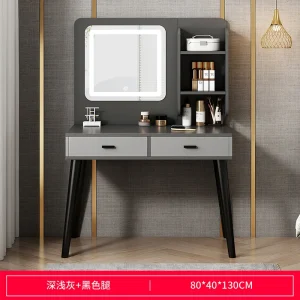 Bàn Trang Điểm Tích Hợp Đèn LED Chiếu Sáng 6 Ngăn Kéo Tối Giản Phòng Ngủ Tủ Bảo Quản Trang Điểm Bàn Trang Điểm Nội Thất - Hình 3
