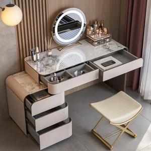 Bàn trang điểm Trang Điểm Hiện Đại Bàn Trang Điểm Ghế Cao Cấp Ngăn Kéo Đèn Tủ Bảo Quản Tối Giản Người Tổ Chức Tocador Mueble Nội Thất LJ50DT - Hình 2