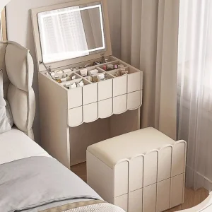 Bàn trang điểm Trắng Ngăn Kéo Bàn Trang Điểm Gương Phân Thiết Kế Gỗ Hiện Đại Bàn Trang Điểm Khách sạn Nữ Phòng Ngủ Mesa De Maquillaje Nội Thất
