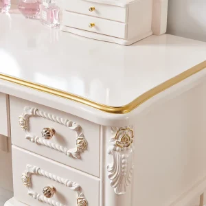 Bàn trang điểm Trẻ Em Bé Cưới Tủ Áo Bàn Nam Màu Be Chân Tạo Nên Bàn Trang Điểm Trắng Ngăn Kéo Penteadeiras De Maquiagem Funiture - Hình 2