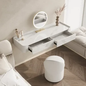 Bàn trang điểm Treo Bàn Trang Điểm Phòng Ngủ Chính Hiện Đại Tối Giản Treo Tường Bàn Trang Điểm Da Đá Tủ Tủ Quần Áo - Hình 3