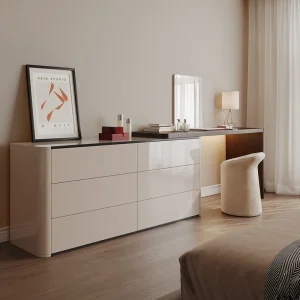 Bàn trang điểm Tủ ngăn kéo sang trọng nhẹ nhàng hiện đại, tích hợp tủ đựng đồ phòng ngủ tối giản kiểu Italy, bàn trang điểm - Hình 2