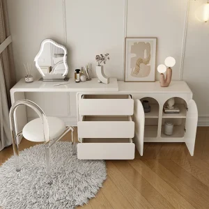 Bàn trang điểm Tủ quần áo Bàn trang điểm đơn giản hiện đại có tủ Mô-đun Bàn trang điểm dạng kính thiên văn Nội thất gia đình Phong cách Châu Âu - Hình 3