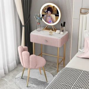 Bàn trang điểm Tủ quần áo bằng đá cẩm thạch 40/50cm hiện đại cho phòng ngủ Bàn trang điểm tối giản hiện đại sang trọng Bàn trang điểm phong cách Ins có gương và ghế - Hình 2
