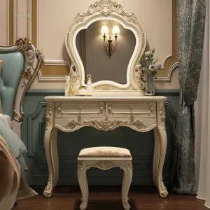 Bàn trang điểm Tủ quần áo cao cấp Châu Âu Bàn trang điểm tại nhà Đèn tủ đựng đồ trang điểm sang trọng Bàn trang điểm tích hợp cho nội thất phòng ngủ