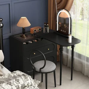 Bàn trang điểm Tủ quần áo có ngăn kéo, bàn trang điểm tích hợp, tủ đựng đồ dung tích lớn, bàn phong cách retro - Hình 3
