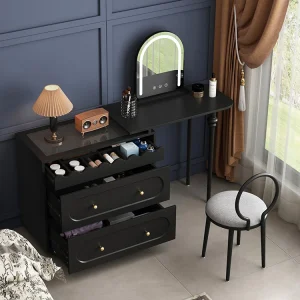 Bàn trang điểm Tủ quần áo có ngăn kéo, bàn trang điểm tích hợp, tủ đựng đồ dung tích lớn, bàn phong cách retro - Hình 4